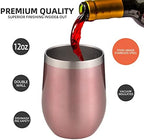 12 oz Insulated Wine Tumbler with Lid and Straw,Stainless Steel Stemless Wine Tumbler Glasses Double Wall Vacuum Wine Cups Tumbler Bulk for Champaign,Cocktail,Office(Rose Gold,8) - Image 2