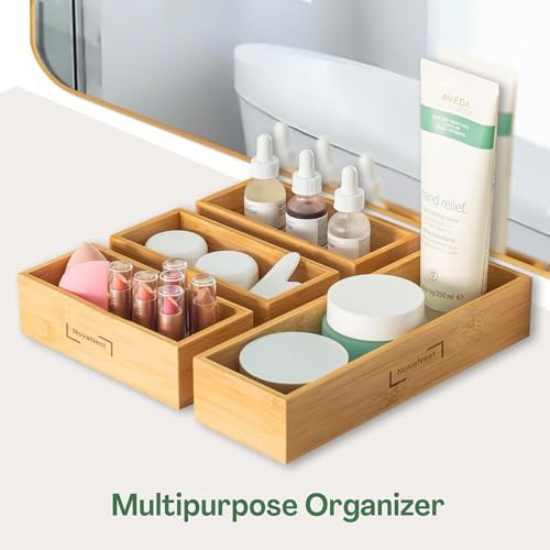 4PCS Bamboo Storage Bag Organizer Set Multi-Use Baggie Organizers for Gallon, Quart, Sandwich, Snack Food Bags, Tea Bag, Silverware, Ideal for Kitchen, Office, Makeup, Bathroom, Utensil, Junk Drawer - Image 5