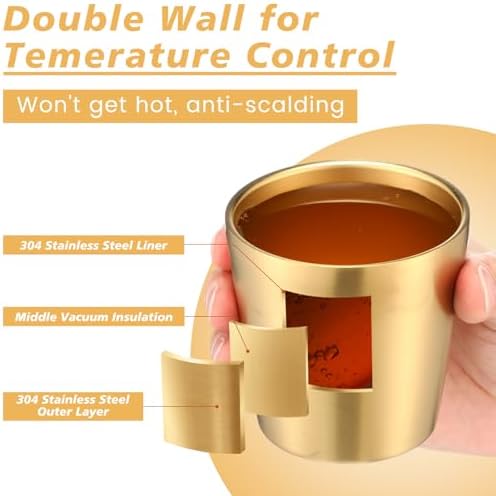 Amyhill 12 Pack Stainless Steel Cups Double Wall Insulated, Gold, 5.9 oz - Image 3