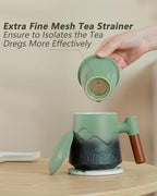 ZENS Tea Infuser Mug with Lid & Coaster, 15oz Loose Tea Diffusers, Moss - Image 3