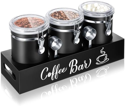 Domensi 3 x 66 oz Airtight Coffee Canisters with Thicken Shelf by Domensi