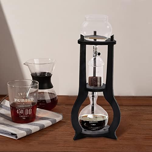 Cold Brew Coffee Maker, 600 ml/20.29 oz Iced Coffee Tower Dripper Coffee Maker & Tea Maker 6-8 Cups, High Borosilicate Glass, Wood, 304 Stainless Steel, Copper - for Home Office (Grey) - Image 4