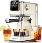 RELEXNOW Espresso Machine, 20 Bar Espresso Maker Milk Frother & LCD Panel, Hot & Iced Coffee Machine, Stainless Steel Espresso Coffee Machine with 41oz Water Tank for Cappuccino, Latte by HealthyLivingStartswithRelexNow