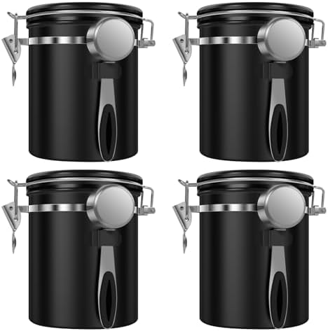 4PCS Coffee Storage Canister 1.5L 51OZ Double Airtight Coffee Beans Container with Date Locator 304 Stainless Steel Kitchen Food Storage Container with Spoon for Tea Sugar - Image 3