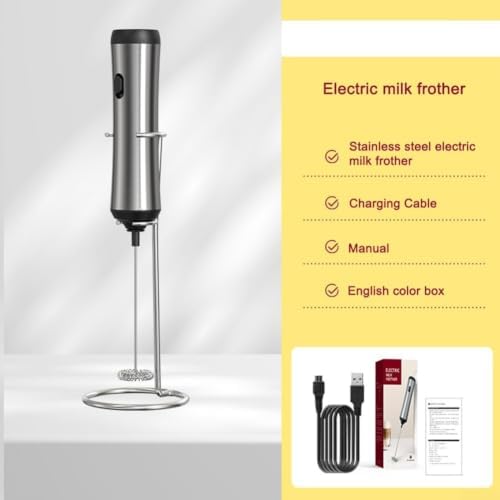Electric Milk Frother, 304 Stainless Steel Handheld Foam Maker - Image 2