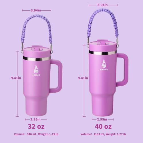 Farsea 40oz Insulated Stainless Steel Travel Tumbler with Handle & Straw - Image 7