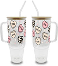 Sip-Sip Hooray! Howdy Hearts 40oz Glass Tumbler with Lid and Straw, Valentine's Day Gift for Her, Galentine's Day Iced Coffee Cup, Western Heart by Sip-SipHooray