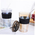 Hemobllo Glass Water Bottle with Straw and Lid 450ml 2pcs, Tea Water Cup Set with Silicone Sleeve, Reusable Beverage Drinking Bottle for Juice and Coffee, Suitable for Home and Travel - Image 6