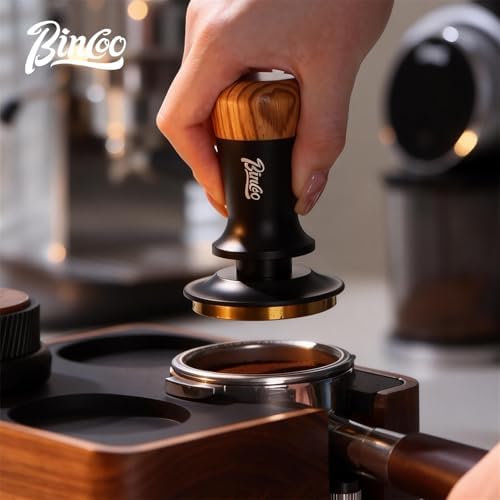 Bincoo 58mm Espresso Tamper Spring Loaded Espresso Press,Calibrated Consistent Pressure Coffee Tamper with Wood Handle, Professional Barista Tool for Espresso Machine, Coffee Tamper (black) - Image 4