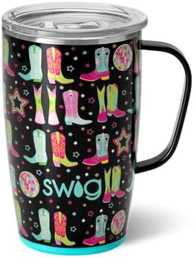 Swig Life 18oz Insulated Travel Mug with Handle & Lid, Disco Cowgirl by SwigLife