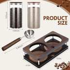 Suclain Glass Coffee Grounds Container with Shelf 2 x 44 oz Glass Coffee Bean Storage Canisters with Airtight Thread Lid and Measuring Spoon Food Storage Jars for Kitchen Sugar(Clear Style) - Image 2