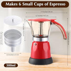 Electric Espresso Coffee Maker, Transparent Moka Pot, Red, 6 Cup - Image 2