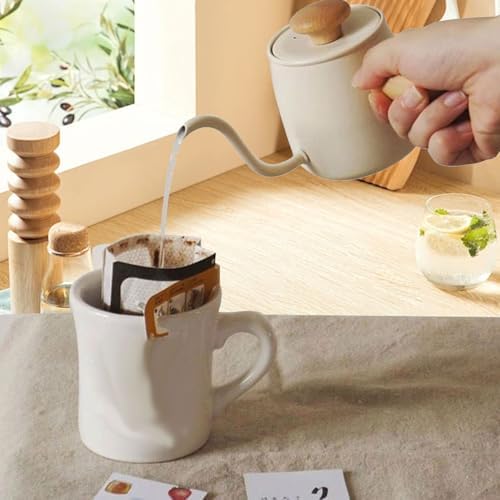 304 Stainless Steel Gooseneck Kettle, Elegant Coffee Pot with Lid for Precision Pouring, Ideal for Tea and Coffee Lovers (White) - Image 3