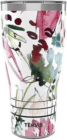 Tervis Traveler Sara Berrenson Floral Abstraction Triple Walled Insulated Tumbler Travel Cup Keeps Drinks Cold & Hot, 30oz, Stainless Steel by TervisTumblerCompany