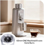 G163C Electric Single Dose Coffee Grinder with 63mm CNC 8-Core Conical Burr, 72W 160 RPM, Stepless Adjustment & Anti-Static for Espresso and Pour Over, Coffee Bean Miller (Black) - Image 4