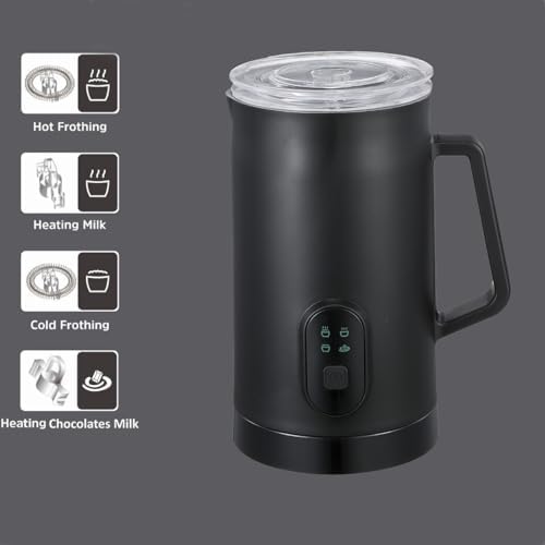 4 IN 1 Electric Milk Frother, Automatic Hot & Cold Milk Foamer, 19.6oz/580ml Large Capacity for Latte Coffee Hot Chocolates Cappuccino (Black, 220V EU PLUG) - Image 2
