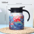Vintage Floral Pattern Tea-Built-In Infuser, 2025 New Tea with Infuser, 1000ml Stainless Steel Detachable, Insulated Tea Pot and Lid for Home Office (Red, 1000ml) - Image 2