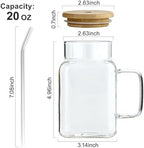 20oz Glass Tumblers with Handle, Glass Cup with Bamboo Lid and Straw, Clear Glass Mugs, Reusable Iced Coffee Cups for Iced Coffee, Tea, Smoothie, Juice, Cocktails (4PCS) - Image 2