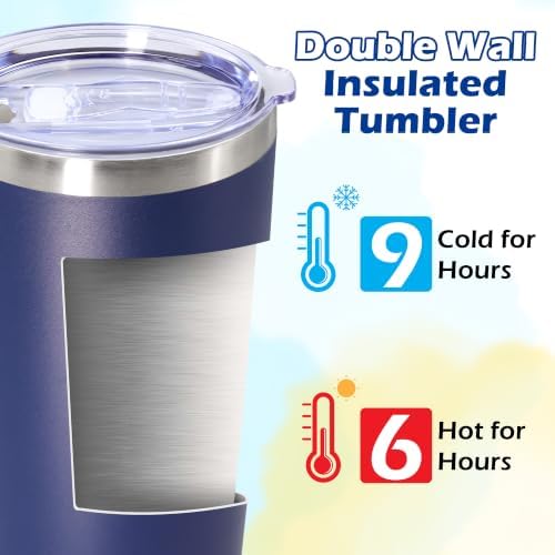 20oz Tumbler Insulated Tumblers Vacuum Coffee Mug with Lid Navy 6Pack - Image 4