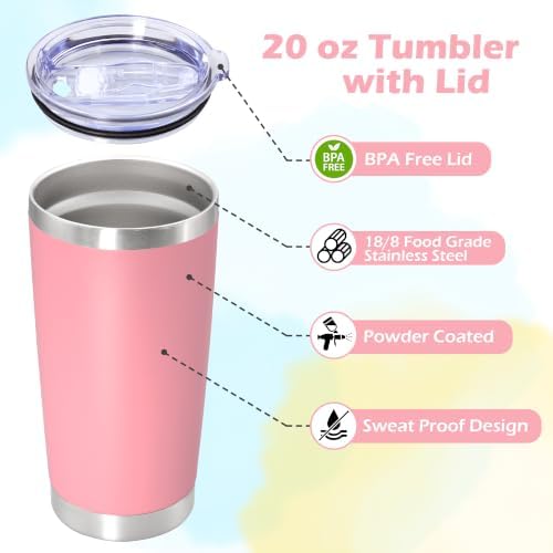 20oz Tumbler Insulated Tumblers Vacuum Coffee Mug with Lid Pink 12Pack - Image 3