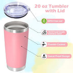 20oz Tumbler Insulated Tumblers Vacuum Coffee Mug with Lid Pink 12Pack - Image 3