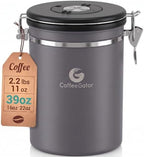 Coffee Gator Coffee Canister, 39oz Large Airtight Stainless Steel Container by CoffeeGator