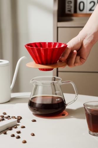 SODEF V60 02 Dripper Ceramic Coffee Brewing Equipment for Pour Over Coffee 1 Liter Capacity Red Color appropriate for Baristas and Home Brewers - Image 3