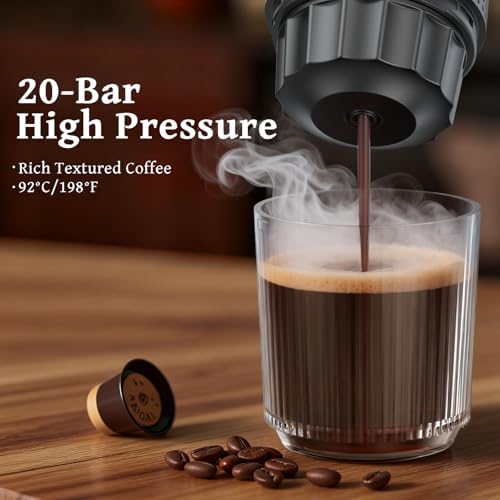 Portable Coffee Maker Espresso Machine, Travel Coffee Maker Self-Heating with USB-C Small Tea Cup, Compatible with Ground Coffee & NS Capsule for RV,Car, Hiking, Camping Office - Image 2
