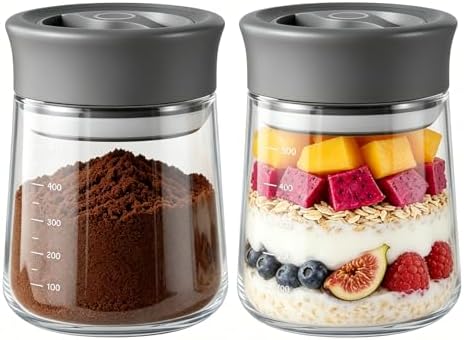 2-Pack 17oz Glass Jar with Airtight Lid, Twist-to-Lock Freshness, Easy Open by NUZEAK