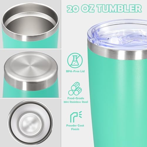 20oz Tumbler Stainless Steel Tumbler Coffee Tumbler with Lid Light Blue, 12P - Image 3