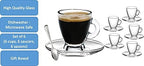 BOHEM'S Espresso Cups, 3.2 oz Small Demitasse Clear Glass Espresso Drinkware, Set Of Cups, Saucers and Stainless Steel mini Spoons + Free Glass Spoons (Set of 6) - Image 6