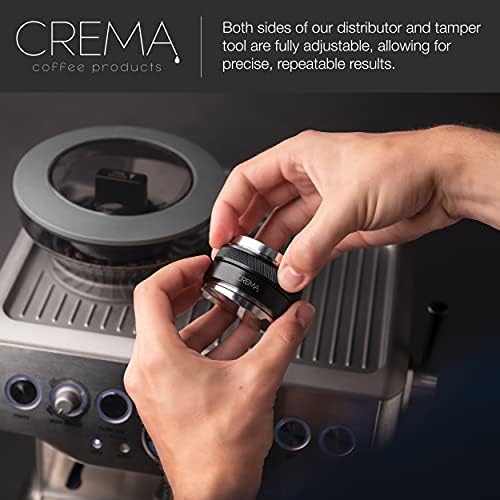 CREMA Coffee Products 53.3mm Hand Tamper & Coffee Distributor | Compatible with Breville Portafilters | Double-Sided, Adjustable Depth Tool | Made with Durable 304 Stainless Steel | Black - Image 2