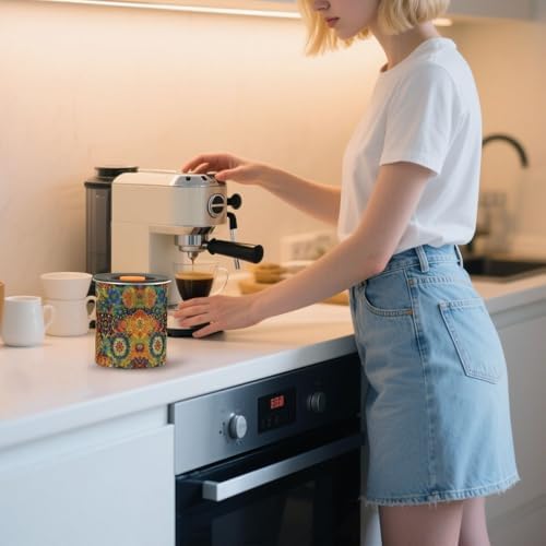 Stainless Steel Coffee Storage Containers with Airtight Lid, Hippy Mandala 17oz Food Storage Container Kitchen Canister for Tea, Coffee Beans, Ground, Sugar Storage - Image 7