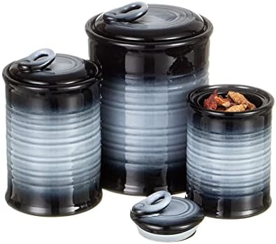 Nihow Food Storage Jar,Ceramic Canister Sets for The Kitchen,Set of 3,Gray by Nihow