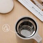 WENSHUO Tea Infuser Mug with Lid, Ceramic Cup for Loose Leaf, 20 oz, Crème - Image 4