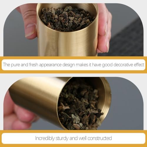 DECHOUS Copper Loose Tea Storage Canister Medium Airtight Copper Tea Leaf Container Portable Coffee Tin Kitchen Food Jar for Home and Office Use - Image 4