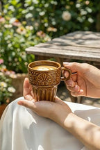 Espresso Cups Set of 6, Cappuccino Cups, Stackable Mug 6 OZ Ceramic Coffee Mug, Microwave & Dishwasher Safe, Tea Cocoa for Family Daily Use & Gathering, Great Gift for Any Special Occasion, Brown - Image 7