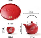 Wedding Supplies, Wedding Tea Set, Chinese Traditional Wedding Decoration Red Tea Set, Kung Fu Tea Set for Wedding Housewarming (Style D) - Image 4