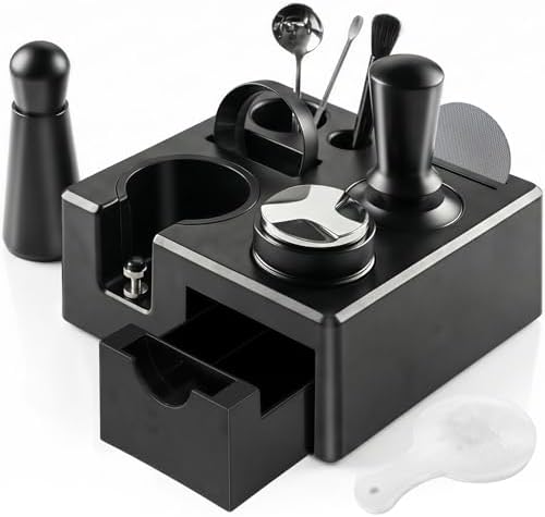 10PCS Espresso Accessories Kit - Espresso Tamping Station, Knock Box, Coffee Tamper,Distributor Leveler,WDT,Dosing Funnel,Puck Screen,Latte Sets Fits Delonghi, CASABREWS and atatix 51 mm Machines by Tuykay