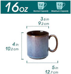 vancasso ONION Ceramic Coffee Mugs Set of 6, 16 Oz Coffee Cups for Latte, Cappuccino, Tea & Hot Cocoa, Artisan Modern Style for Coffee Bar, Home & Kitchen, Microwave & Dishwasher Safe, Deep Blue Gray - Image 2