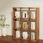 Wooden Coffee Mug Display Rack, Countertop Freestanding Grid Vintage Coffee Cup Display Stand, Rustic Coffee Mug Holder Organizer for Kitchen, Coffee Station,9 Grid - Image 4