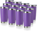DOMICARE 20oz Stainless Steel Tumbler Bulk with Lid, Double Wall Vacuum Insulated Travel Mug, Powder Coated Coffee Cup, Powder Purple, 12 Pack by VisittheDOMICARE