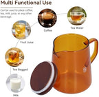 Small Glass Carafe, 16.9oz Glass Coffee Server Manual Pour over Coffee Beaker Tea Pot with Wooden Lid Clear Teakettle Borosilicate Glass Decanter (Brown) - Image 6