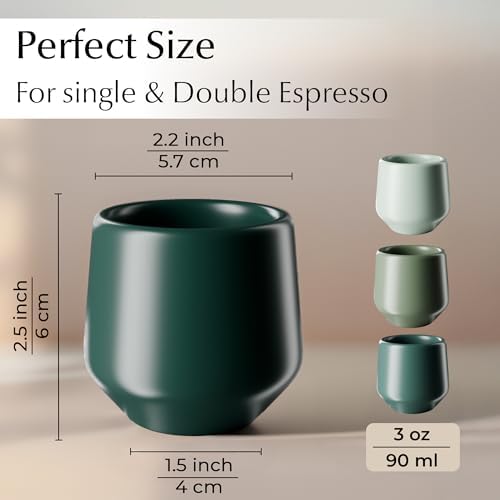 MIAMIO - Espresso Cups Set of 4 / Mug, Ceramic (3oz) - Luxe (Evergreen) - Image 3