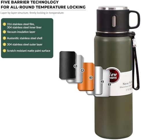 1000ml Double wall vacuum Leakproof stainless steel wide mouth insulated water bottle,tea tumbler with tea strainer infuser basket,cup and lid; travel coffee thermoses hot drinks,cold thermal flask - Image 4