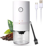 Portable Electric Burr Coffee Grinder Multi Adjustable Settings Rechargeable Coffee Bean Grinder with Conical Ceramic Burr, for Travel, Camping (WHITE) by LOTTEDS