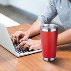 20oz Tumbler with Straw and Brush, Stainless Steel Vacuum Insulated tumbler, Double Wall Insulated Coffee Tumbler for Outdoor, Home, Travel,Office (Bright Red,4pcs) - Image 5