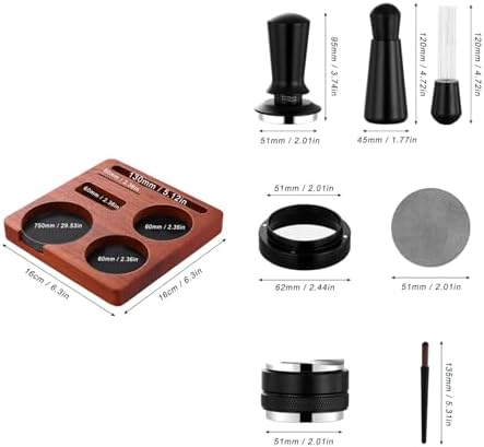7 PCS Espresso Accessories Kit, 51mm Coffee Tamper with Tamping Station, WDTs Tool, Dosing Funnel, Distributor, Dosing Funnel, Brush and Puck Screen, Versatile for Home - Image 6