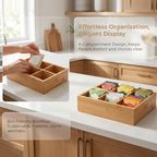 Bamboo Tea Bag Organizer with 6 Compartments for Pantry Countertop - Image 3