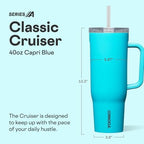 Corkcicle Cruiser Tumbler with Handle & Straw, 40 oz, Capri Blue - Image 2